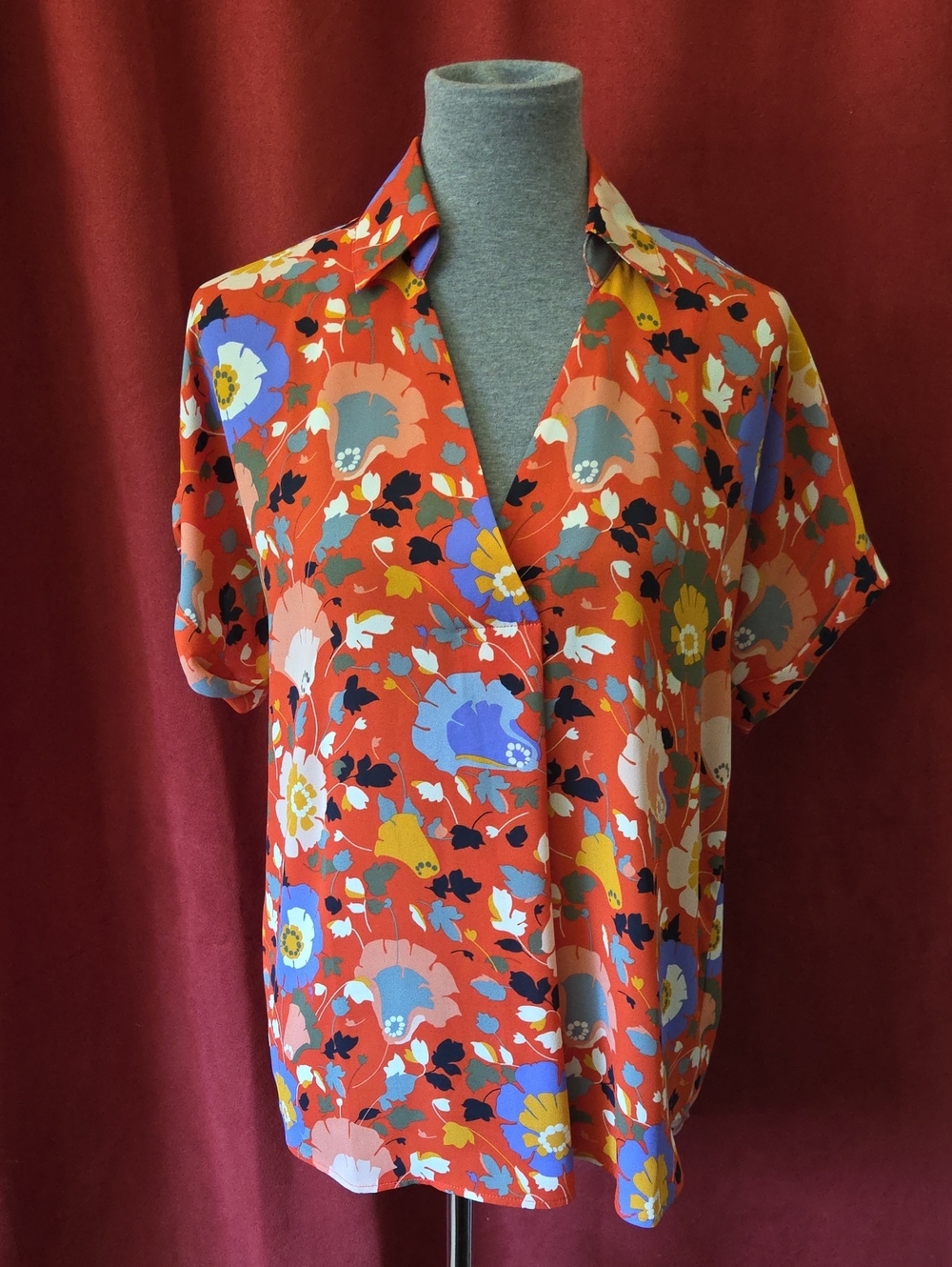 Cabi Orange Floral Print Blouse
